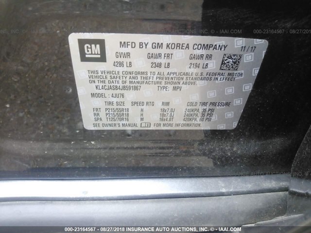 KL4CJASB4JB591867 - 2018 BUICK ENCORE PREFERRED Қара фото 9