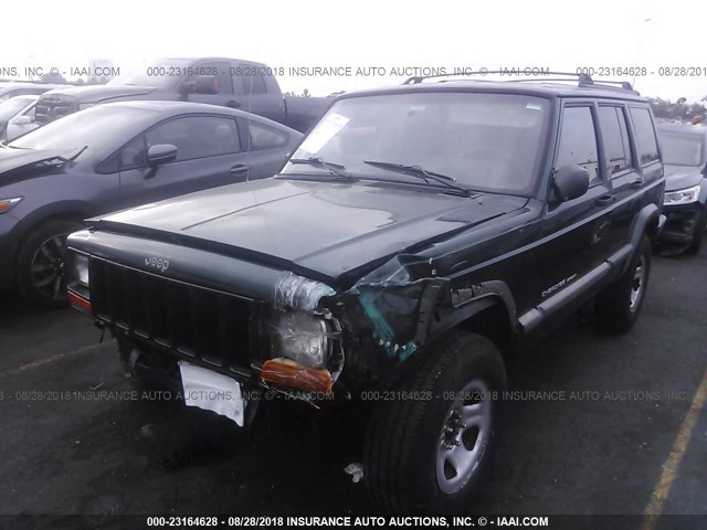 1J4FF48SXYL160185 - 2000 JEEP CHEROKEE SPORT GREEN photo 2