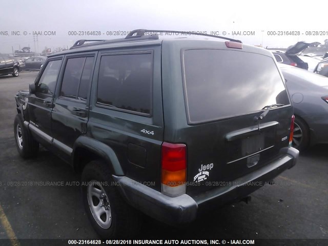 1J4FF48SXYL160185 - 2000 JEEP CHEROKEE SPORT GREEN photo 3