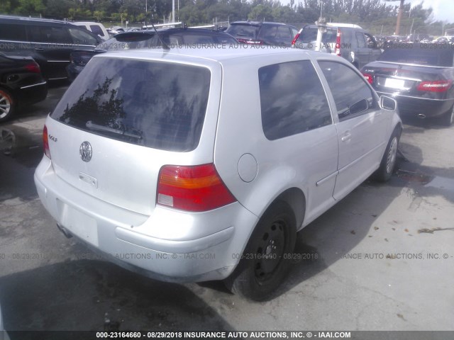 WVWBA21J6YW307836 - 2000 VOLKSWAGEN GOLF GL SILVER photo 4