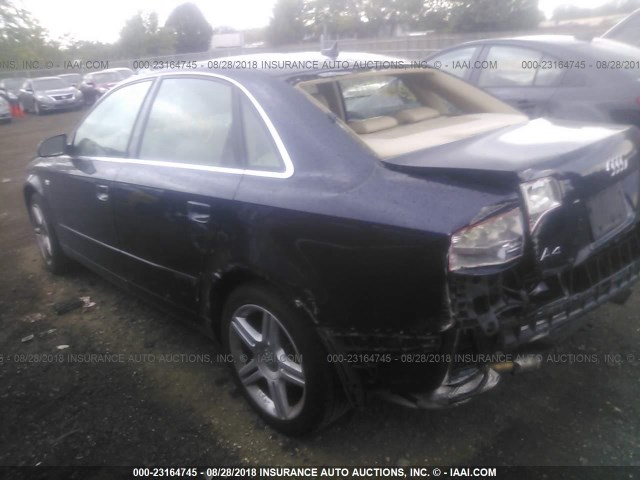 WAUDF78E77A096476 - 2007 AUDI A4 2.0T QUATTRO BLUE photo 3