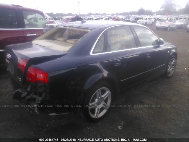 WAUDF78E77A096476 - 2007 AUDI A4 2.0T QUATTRO BLUE photo 4