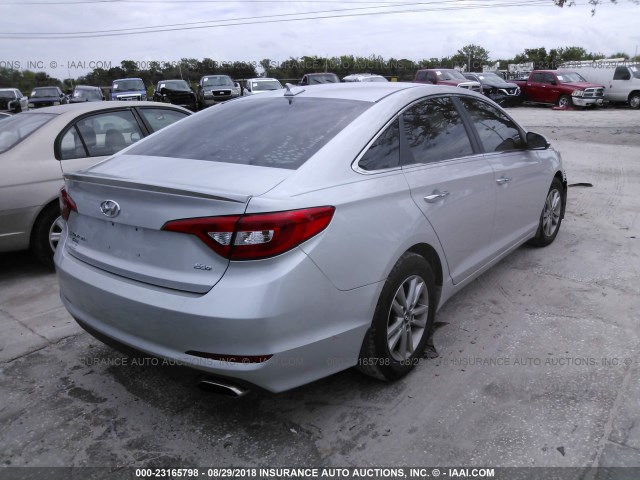 5NPE24AA1FH129293 - 2015 HYUNDAI SONATA ECO SILVER photo 4