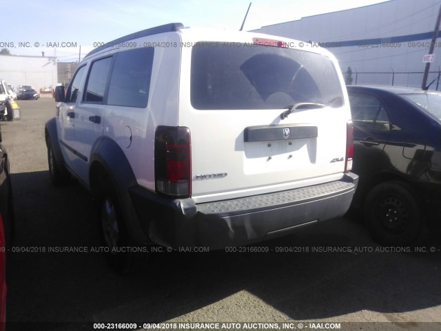 1D8GU28K47W556521 - 2007 DODGE NITRO SXT WHITE photo 3