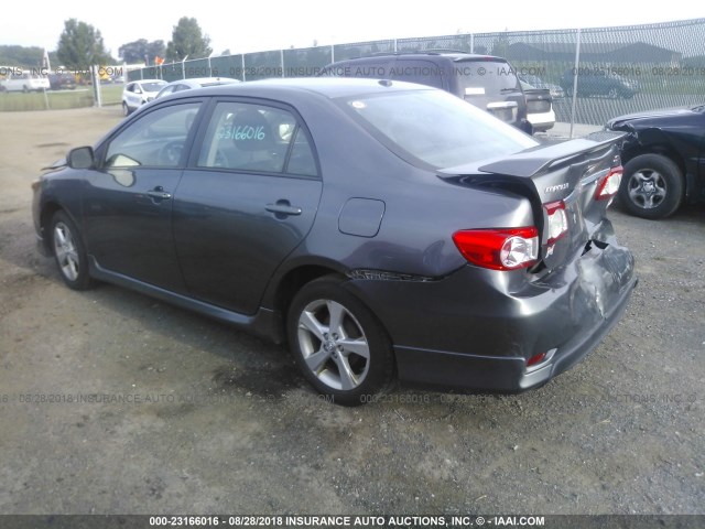 2T1BU4EE5BC649665 - 2011 TOYOTA COROLLA S/LE GRAY photo 3