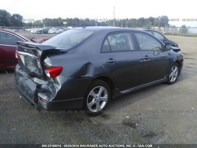 2T1BU4EE5BC649665 - 2011 TOYOTA COROLLA S/LE GRAY photo 4