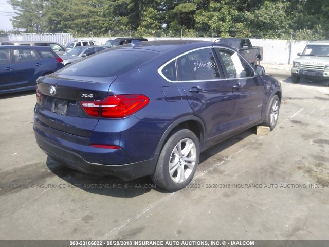 5UXXW3C53F0M89183 - 2015 BMW X4 XDRIVE28I BLUE photo 4