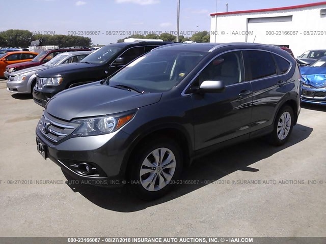 2HKRM4H70CH611688 - 2012 HONDA CR-V EXL GRAY photo 2