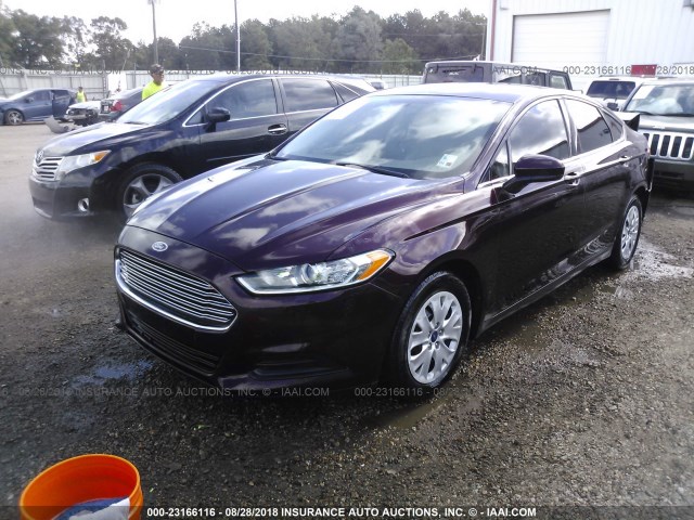 3FA6P0G72DR277530 - 2013 FORD FUSION S BURGUNDY photo 2