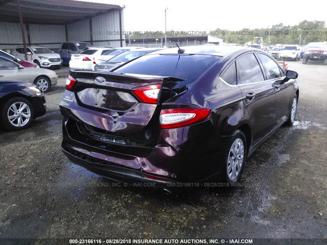 3FA6P0G72DR277530 - 2013 FORD FUSION S BURGUNDY photo 4