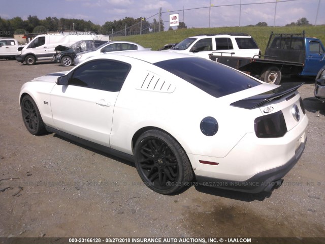 1ZVBP8CF2B5105869 - 2011 FORD MUSTANG GT WHITE photo 3