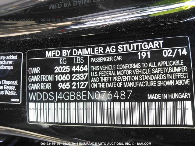 WDDSJ4GB8EN076487 - 2014 MERCEDES-BENZ CLA 250 4MATIC BLACK photo 9