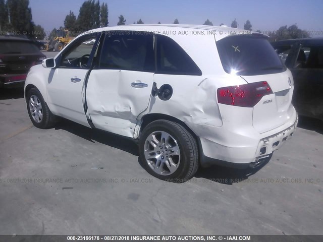 2HNYD28348H509673 - 2008 ACURA MDX TECHNOLOGY WHITE photo 3