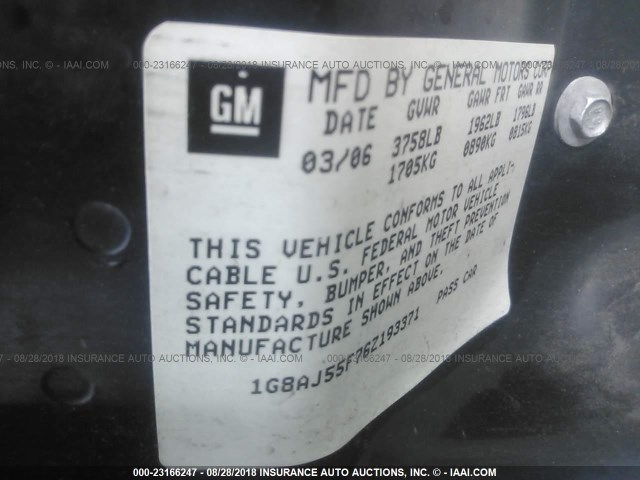 1G8AJ55F76Z193371 - 2006 SATURN ION LEVEL 2 勃艮第红 照片 9