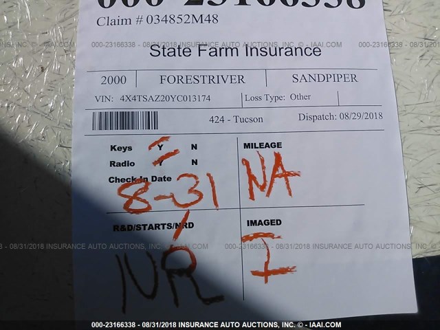 4X4TSAZ20YC013174 - 2000 FOREST RIVER SANDPIPER  白色 照片 7