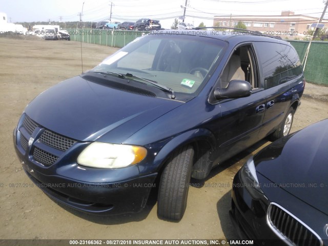 2B4GP44302R677643 - 2002 DODGE GRAND CARAVAN SPORT BLUE photo 2