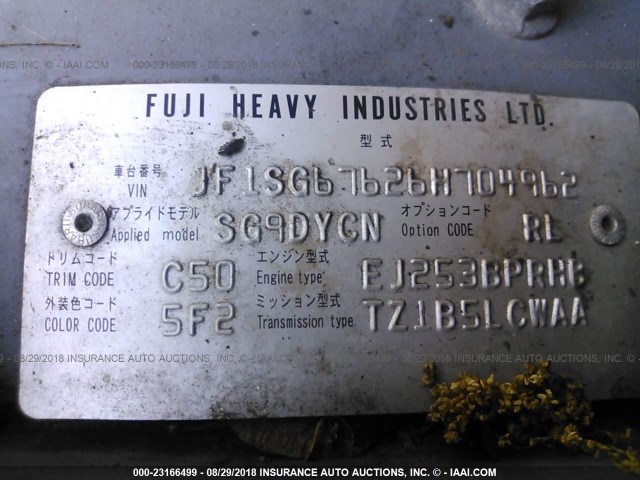 JF1SG67626H704962 - 2006 SUBARU FORESTER 2.5X LL BEAN GREEN photo 9