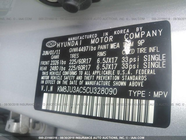 KM8JU3AC5CU328090 - 2012 HYUNDAI TUCSON GLS/LIMITED 银色 照片 9