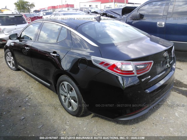 KNAGN4AD0E5075197 - 2014 KIA OPTIMA HYBRID BLACK photo 3