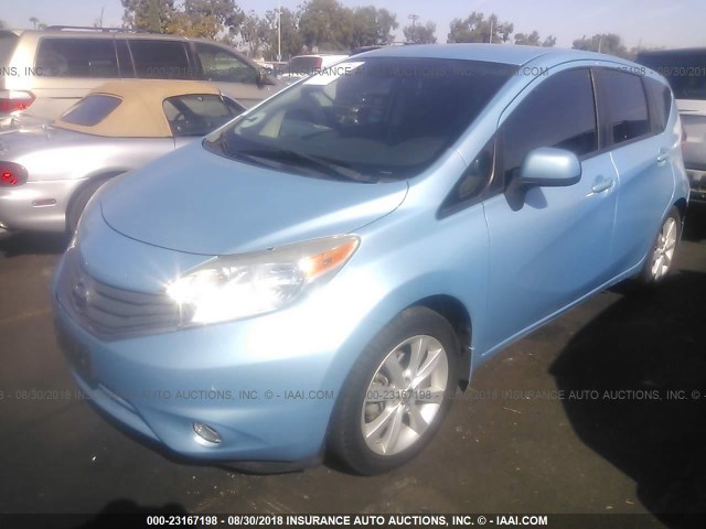 3N1CE2CP8EL363985 - 2014 NISSAN VERSA NOTE S/S PLUS/SV/SL BLUE photo 2