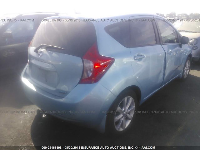 3N1CE2CP8EL363985 - 2014 NISSAN VERSA NOTE S/S PLUS/SV/SL BLUE photo 4