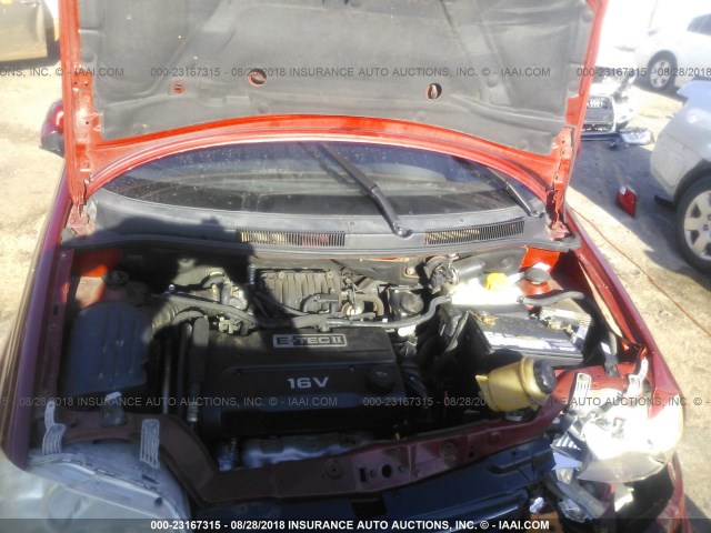 KL1TD66636B649912 - 2006 CHEVROLET AVEO LS RED photo 10