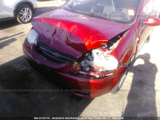 KL1TD66636B649912 - 2006 CHEVROLET AVEO LS RED photo 6
