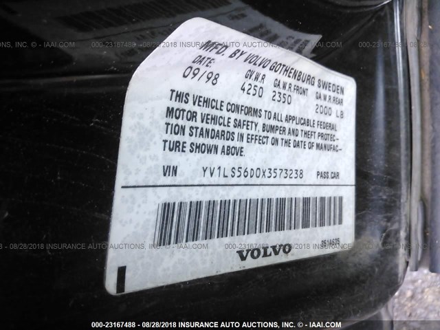 YV1LS56D0X3573238 - 1999 VOLVO S70 GLT BLACK photo 9