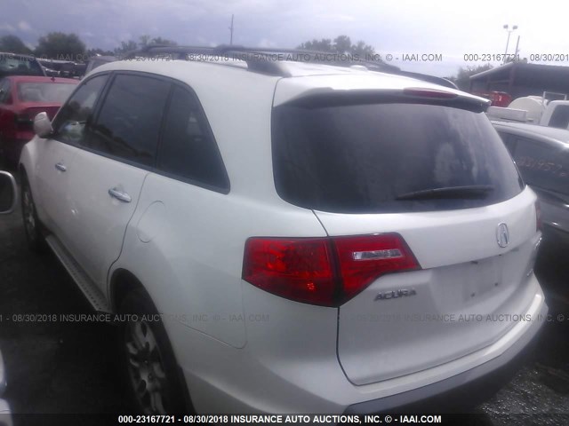 2HNYD284X9H514404 - 2009 ACURA MDX TECHNOLOGY WHITE photo 3