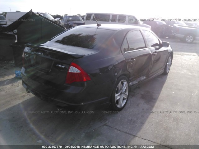 3FAHP0KC3CR220653 - 2012 FORD FUSION SPORT BLACK photo 4