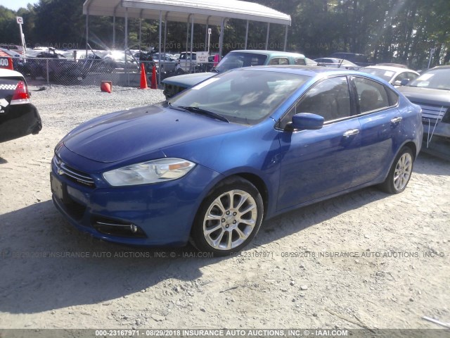 1C3CDFCH6DD181789 - 2013 DODGE DART LIMITED/R/T BLUE photo 2