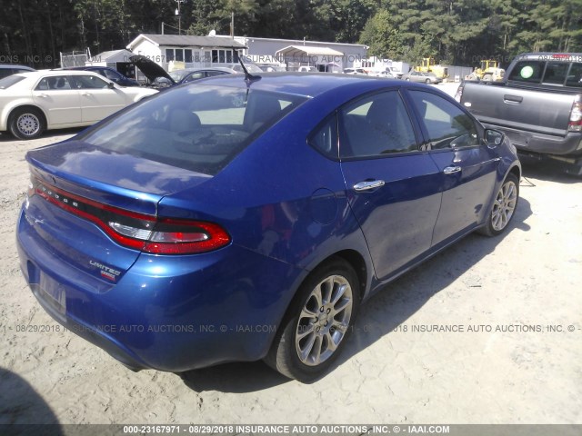 1C3CDFCH6DD181789 - 2013 DODGE DART LIMITED/R/T BLUE photo 4