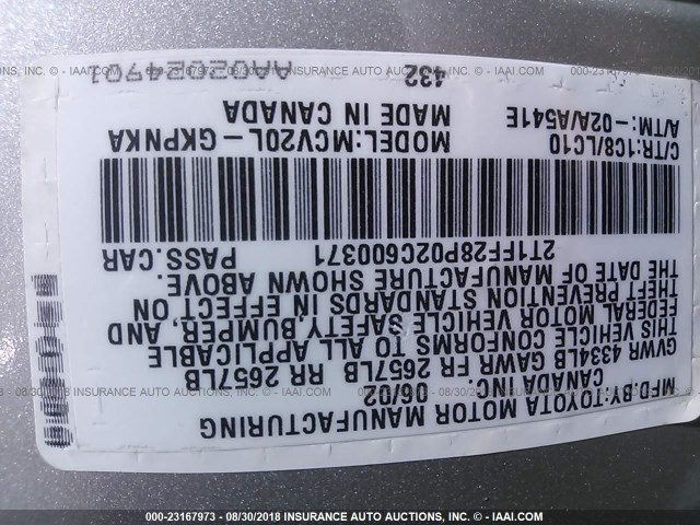 2T1FF28P02C600371 - 2002 TOYOTA CAMRY SOLARA SE/SLE Gümüş foto 9