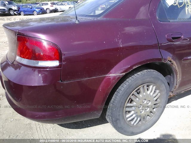 1C3EL46U21N694102 - 2001 CHRYSLER SEBRING LX BURGUNDY photo 6