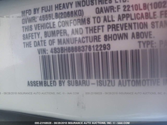 4S3BH686837612293 - 2003 SUBARU LEGACY OUTBACK LIMITED WHITE photo 9
