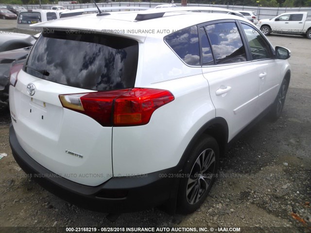 2T3YFREV6FW162259 - 2015 TOYOTA RAV4 LIMITED WHITE photo 4