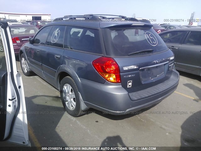 4S4BP61C157379102 - 2005 SUBARU LEGACY OUTBACK 2.5I BLUE photo 3