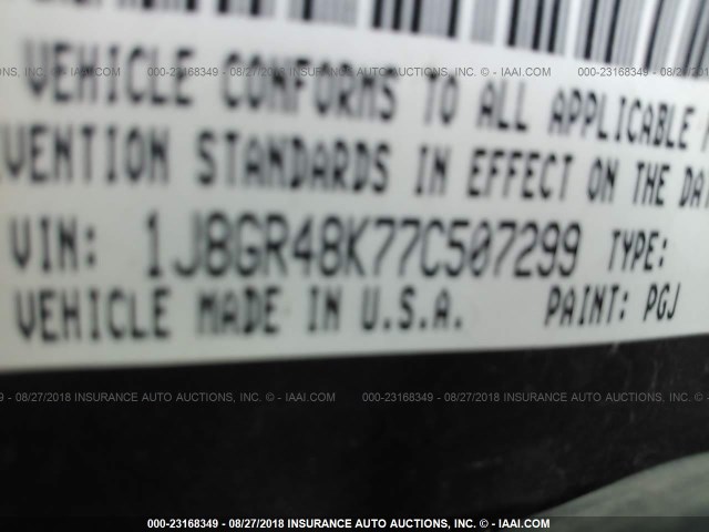 1J8GR48K77C507299 - 2007 JEEP GRAND CHEROKEE LAREDO/COLUMBIA/FREEDOM 绿色 照片 9