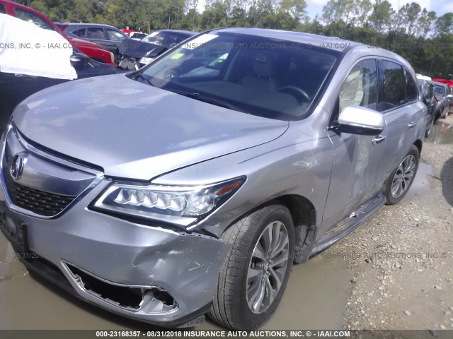 5FRYD4H4XEB020074 - 2014 ACURA MDX TECHNOLOGY SILVER photo 2