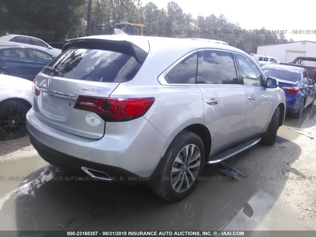 5FRYD4H4XEB020074 - 2014 ACURA MDX TECHNOLOGY SILVER photo 4