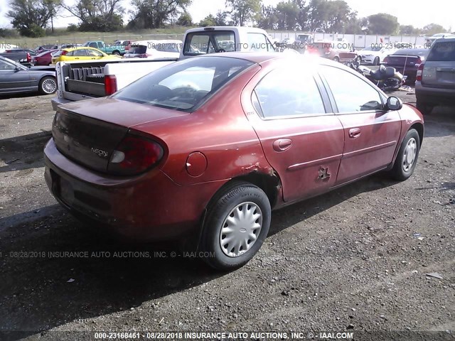 1B3ES46C0YD600094 - 2000 DODGE NEON ES ORANGE photo 4