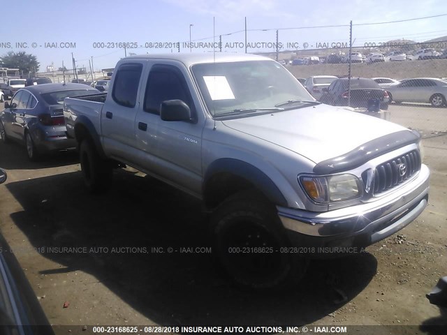 5TEHN72N32Z074151 - 2002 TOYOTA TACOMA DOUBLE CAB SILVER photo 1