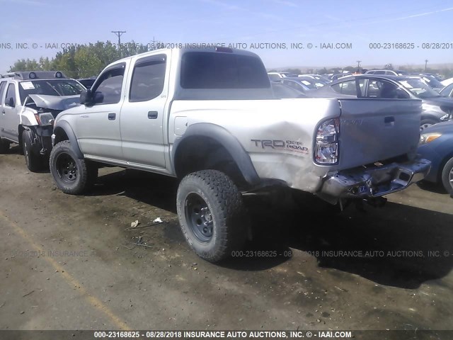 5TEHN72N32Z074151 - 2002 TOYOTA TACOMA DOUBLE CAB ვერცხლისფერი ფოტო 3