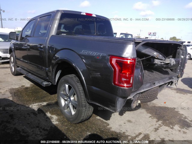 1FTEW1EF1FFA23851 - 2015 FORD F150 SUPERCREW GRAY photo 3