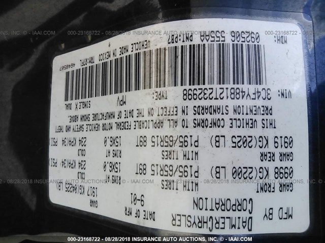 3C4FY48B12T232998 - 2002 CHRYSLER PT CRUISER CLASSIC 蓝色 照片 9