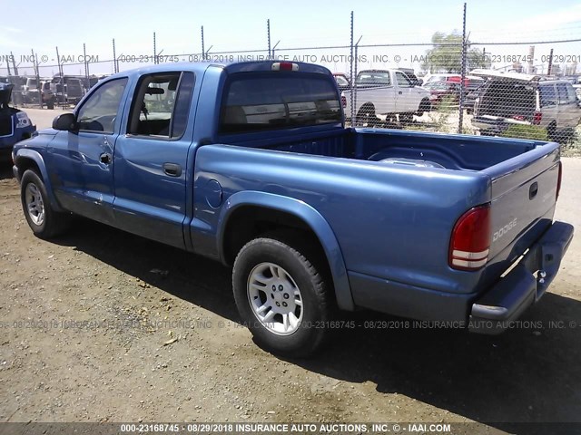 1D7HL38X73S367540 - 2003 DODGE DAKOTA QUAD SPORT BLUE photo 3