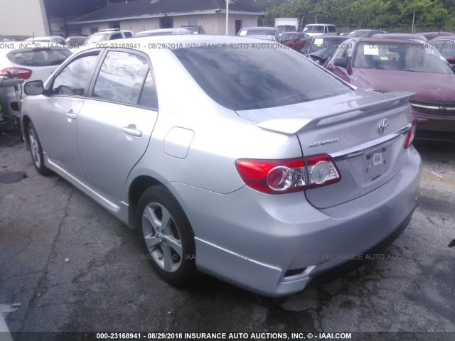 5YFBU4EE9CP061155 - 2012 TOYOTA COROLLA S/LE SILVER photo 3