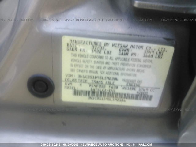 3N1CB51D95L592386 - 2005 NISSAN SENTRA 1.8/1.8S GOLD photo 9