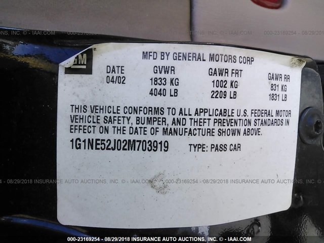 1G1NE52J02M703919 - 2002 CHEVROLET MALIBU LS Qara foto 9