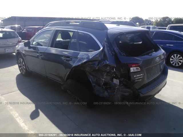 4S4BSBJC7F3226322 - 2015 SUBARU OUTBACK 2.5I LIMITED GRAY photo 3